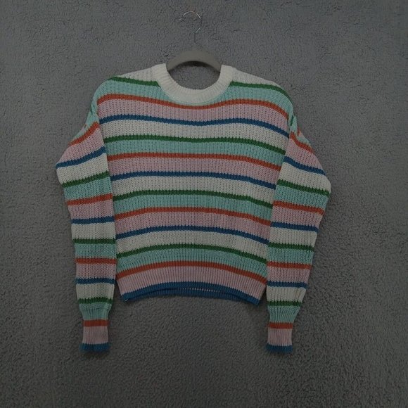 Urban Outfitters Sweater Womens Small Multicolor Striped Knit‎ Cropped Cardigan - Picture 1 of 10